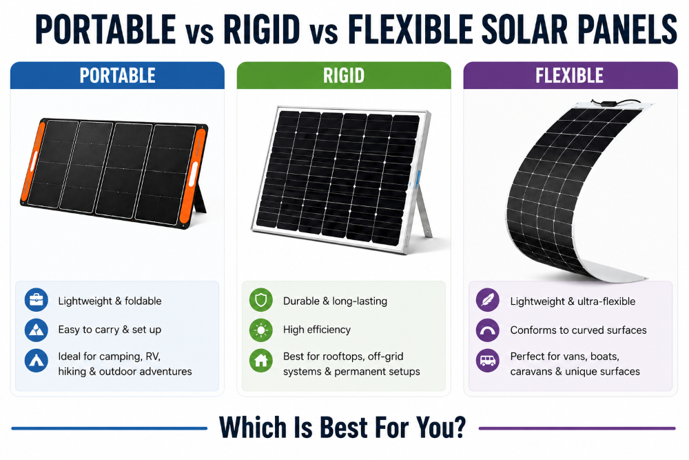 Solar Panels, Portable, Rigid, Flexible